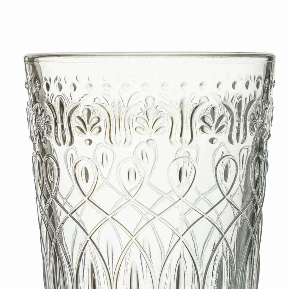 12 dekorierte transparente Glasgetränkegläser für Getränke - marokkanisch Viadurini