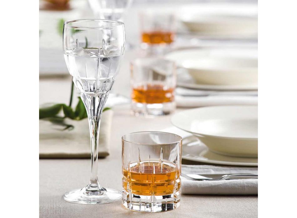 12 doppelte altmodische Becher Basso Whiskygläser aus Kristall - Fiucco Viadurini