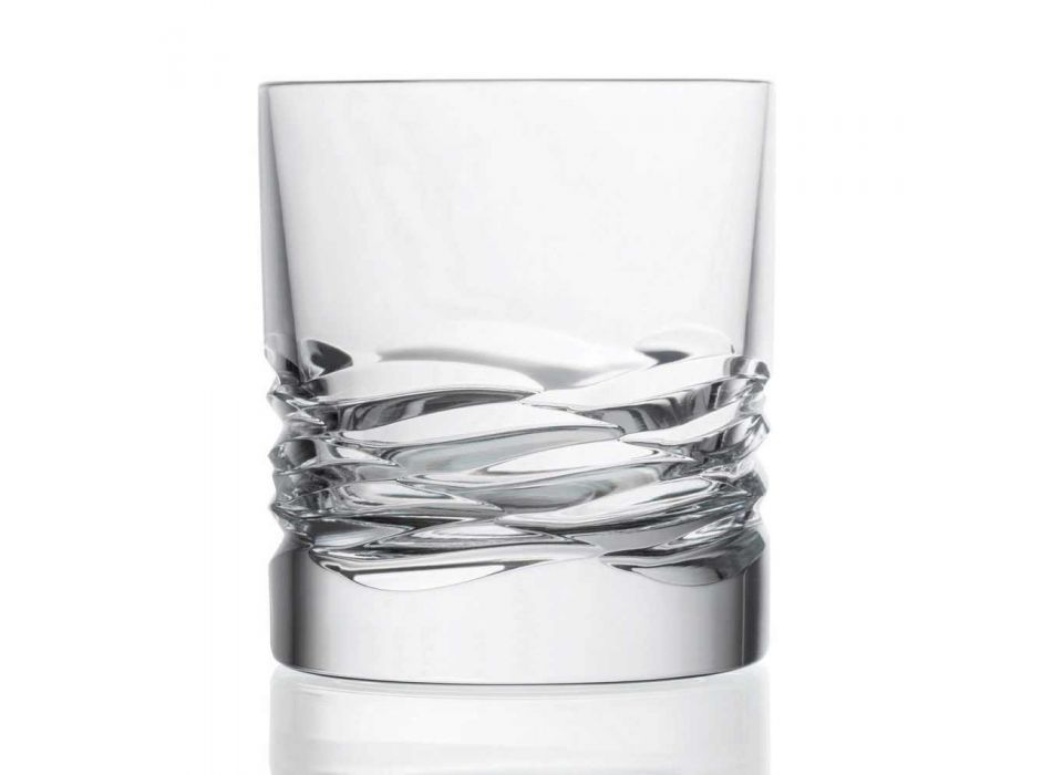 12 Kristallgläser Wave Decor für Whisky oder Dof Tumbler Water - Titan Viadurini