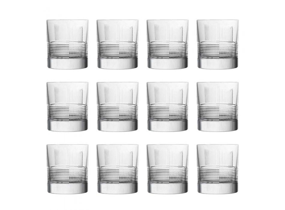 12 Gläser für Wasser oder Whisky Vintage Design in dekoriertem Kristall - taktil