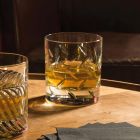 12 Gläser für Whisky oder Wasser in Öko-Kristall mit modernen Dekorationen - Arrhythmie Viadurini