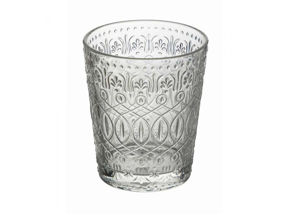 12 Bechergläser für Wasser in verziertem transparentem Glas - marokkanisch Viadurini