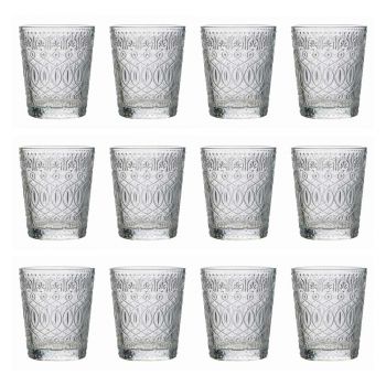 12 Bechergläser für Wasser in verziertem transparentem Glas - marokkanisch
