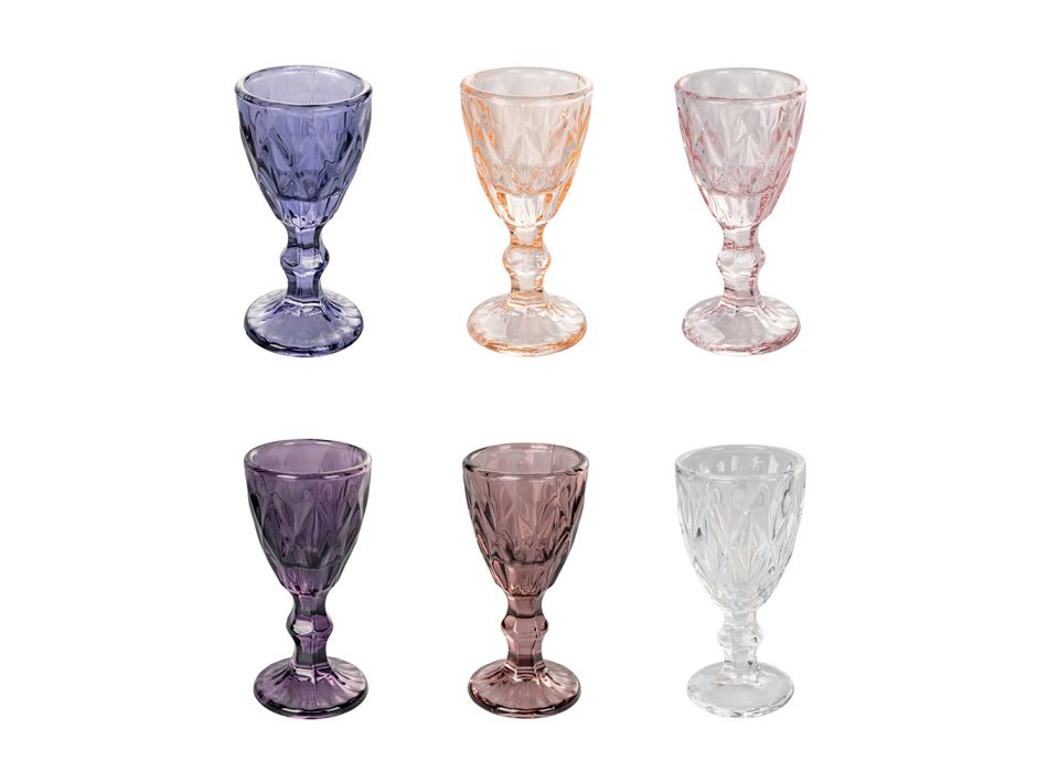 12 Likörgläser 45 ml aus Glas in verschiedenen Farbtönen oder transparent - Baylis Viadurini