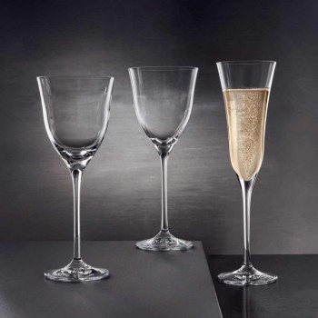 12 Weißweingläser in ökologischem Kristall Minimal Luxury Design - Glatt