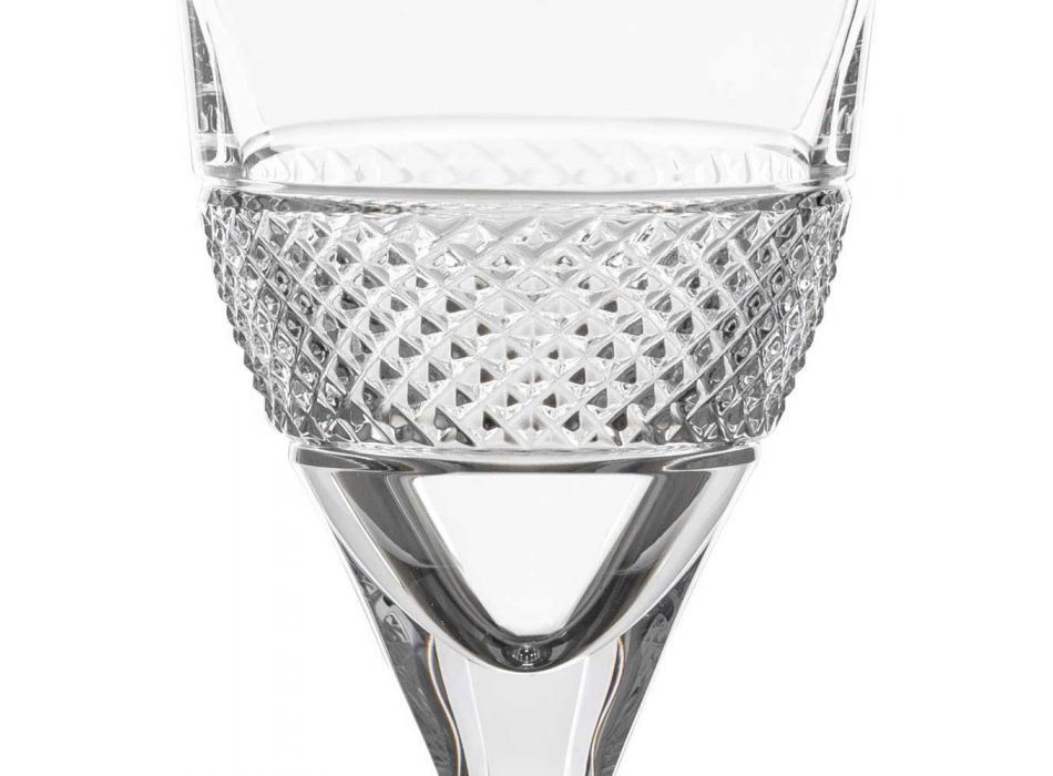 12 Rotweingläser in Eco Crystal Elegant verziertes Design - Milito Viadurini