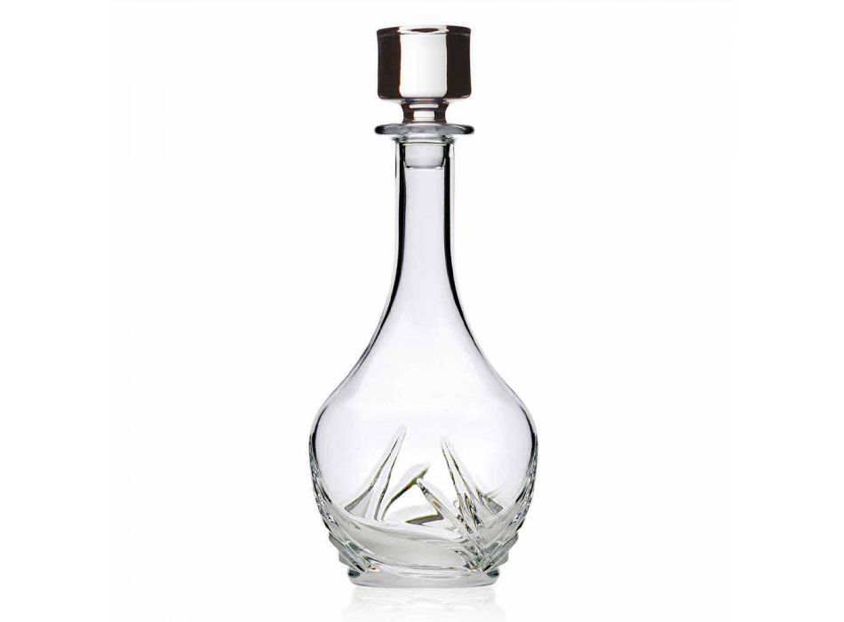 2 Öko-Kristallweinflaschen mit rundem Designdeckel und Dekorationen - Advent Viadurini