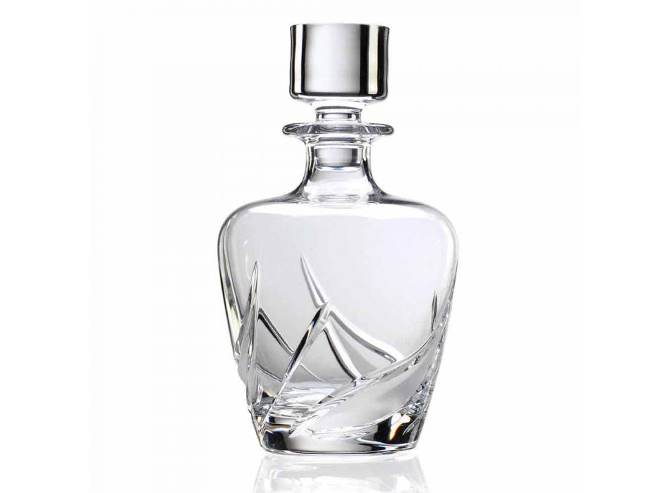 2 Kristall-Whiskyflaschen mit luxuriöser verzierter Designkappe - Advent Viadurini