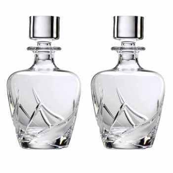 2 Kristall-Whiskyflaschen mit luxuriöser verzierter Designkappe - Advent
