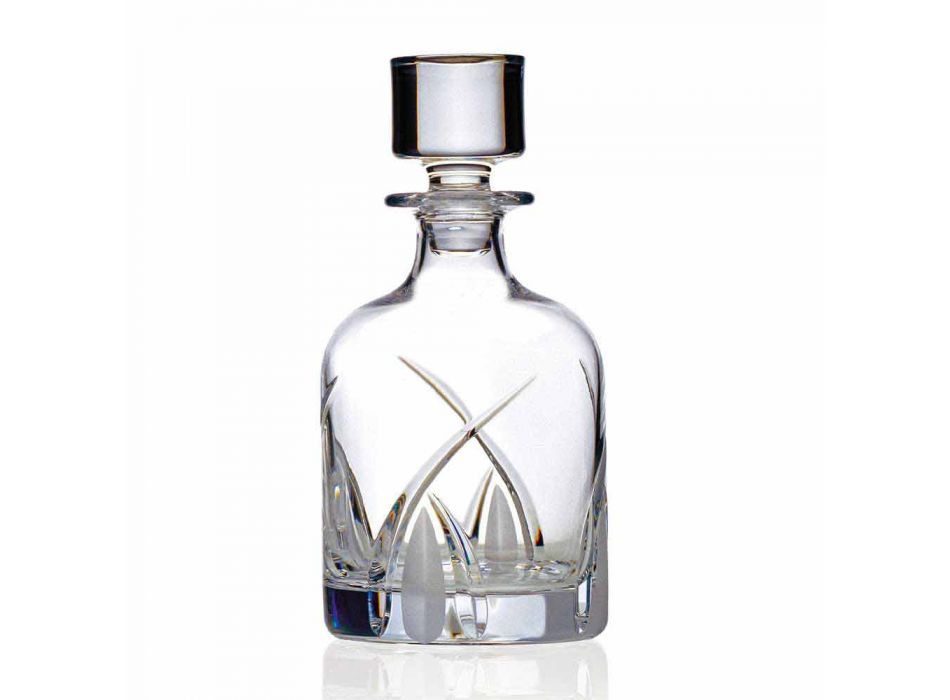 2 Whiskyflaschen mit zylindrischer Designkappe aus Öko-Kristall - Montecristo Viadurini