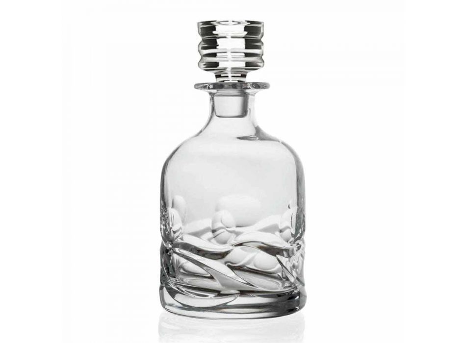 2 Öko-verzierte Kristall-Whiskyflaschen und luxuriöse Designkappe - Titan Viadurini