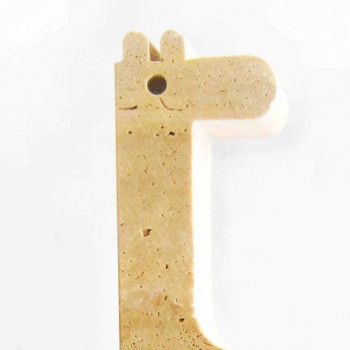 2 Buchstützen aus Travertinmarmor in Form einer Giraffe Made in Italy - Morra