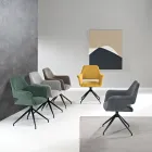 2 um 180° drehbare Sessel mit Stoffbezug und Metallgestell - Ivana Viadurini