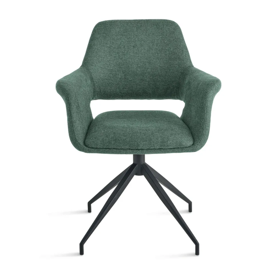 2 um 180° drehbare Sessel mit Stoffbezug und Metallgestell - Ivana Viadurini