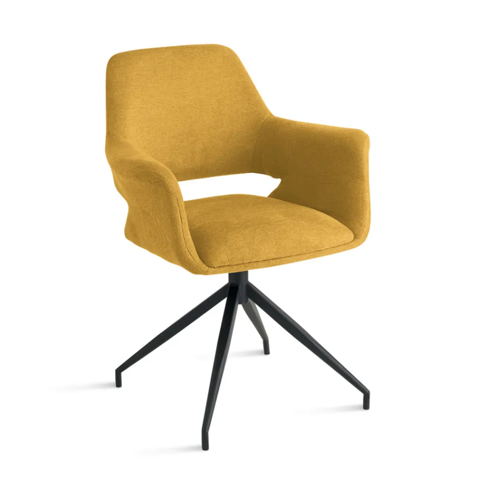 2 um 180° drehbare Sessel mit Stoffbezug und Metallgestell - Ivana Viadurini