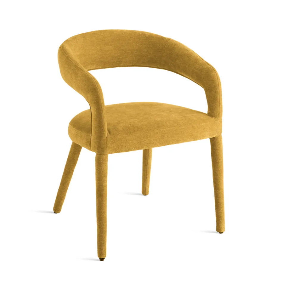 2 gepolsterte Sessel mit Bouclé-Stoffbezug und bezogenem Gestell - Domenica Viadurini