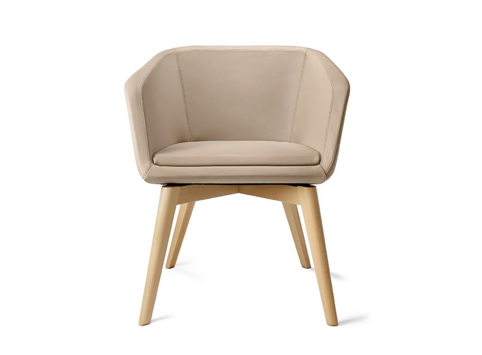 2 Sessel aus echtem italienischem Leder und Eschenholz – Luna Viadurini