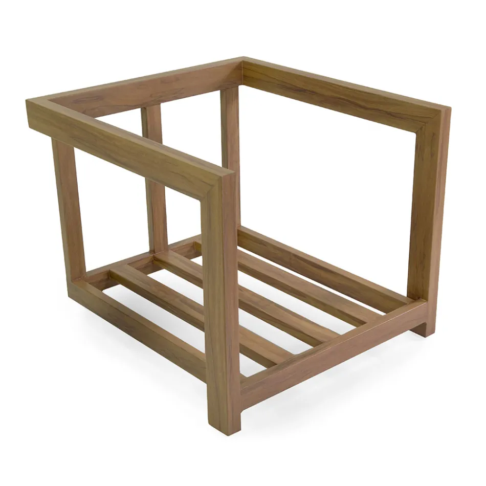 2 Sessel mit Aluminiumtisch mit Thermotransfer-Holzeffekt - Camper Viadurini