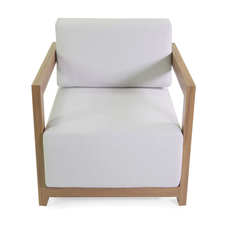 2 Sessel mit Aluminiumtisch mit Thermotransfer-Holzeffekt - Camper Viadurini