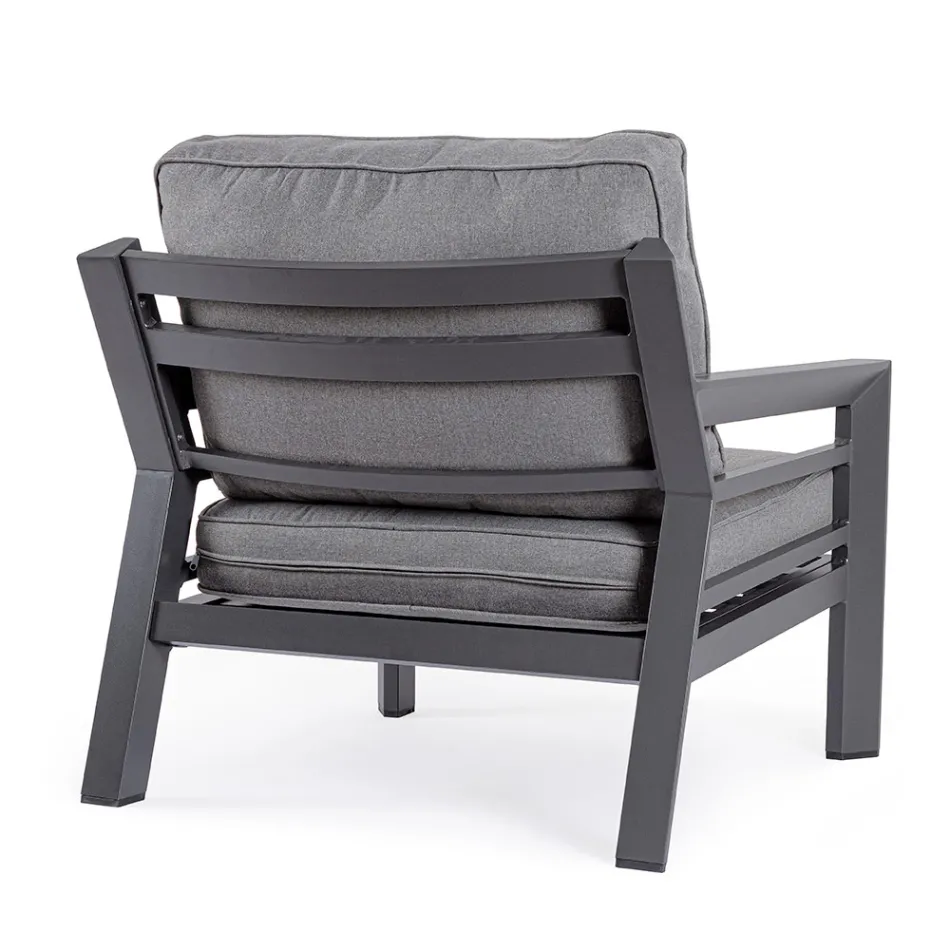 2 Gartensessel aus Aluminium und Stoffsitzkissen - Point Viadurini