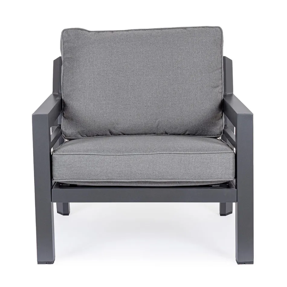 2 Gartensessel aus Aluminium und Stoffsitzkissen - Point Viadurini