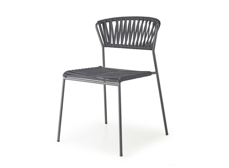 2 Outdoor-Stühle mit Sitz und Rückenlehne aus Seeseil, hergestellt in Italien – Lisafilo Viadurini