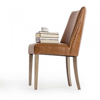 2 Designstühle aus braunem Kunstleder und Eichenholz Homemotion - Gallia