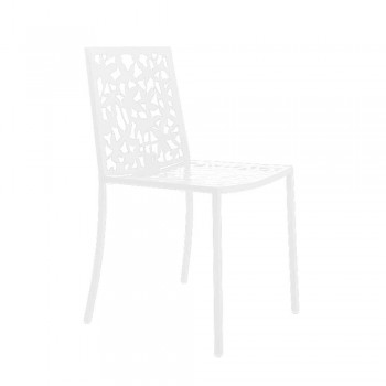 2 modern geschnitzte lasergeschnitzte Stühle aus weißem Metall - Patatix