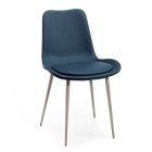 2 Monocoque-Stühle aus Holz und blauem Stoff, hergestellt in Italien – klein Viadurini