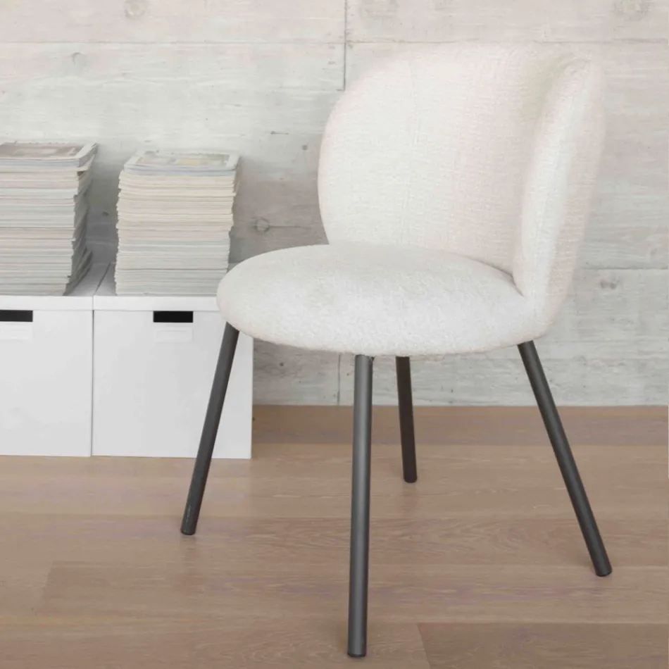 2 Stühle aus graphitfarbenem Metall mit Sitzfläche aus Bliss-Stoff - Lunea Viadurini