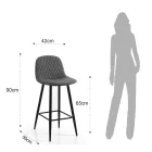 2 Hocker aus Stoff mit Samteffekt in Altgrau – Biscia Viadurini