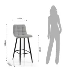 2 Hocker aus hellgrauem Stoff und Metall – Kupfer Viadurini