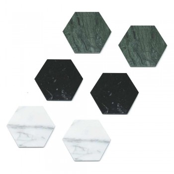 2 sechseckige Untersetzer aus weißem, schwarzem oder grünem Marmor Made in Italy - Paulo