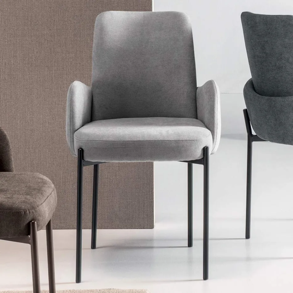 4 Sessel mit farbigem Stoffbezug und lackiertem Metallgestell - Lamberta Viadurini