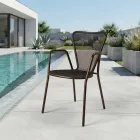 4 moderne Metall-Gartenstühle mit Armlehnen, hergestellt in Italien - Varmo Viadurini