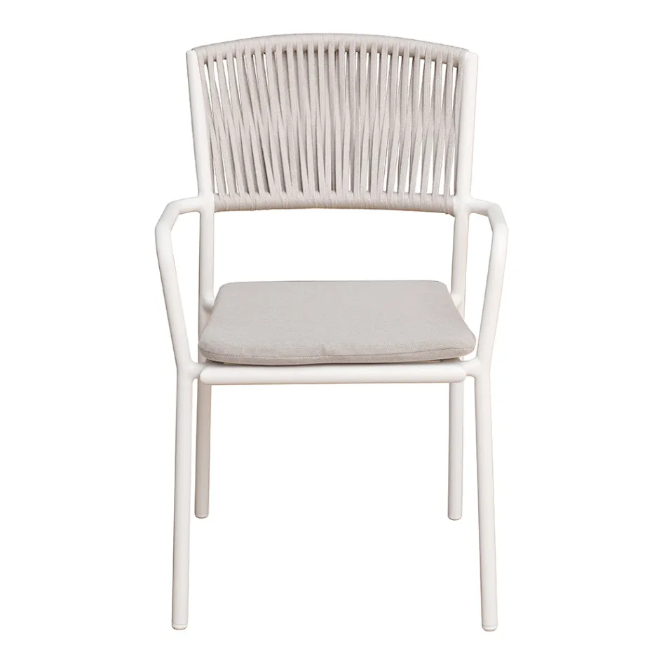 4 stapelbare Gartenstühle aus Aluminium und Seil - Lunaris Viadurini