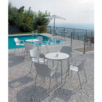 4 stapelbare Außenstühle aus Polypropylen und Metall Made in Italy - Carlene