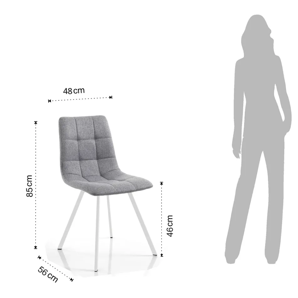 4 Wohnzimmerstühle mit gepolstertem Sitz und Stoffbezug - Romagna Viadurini