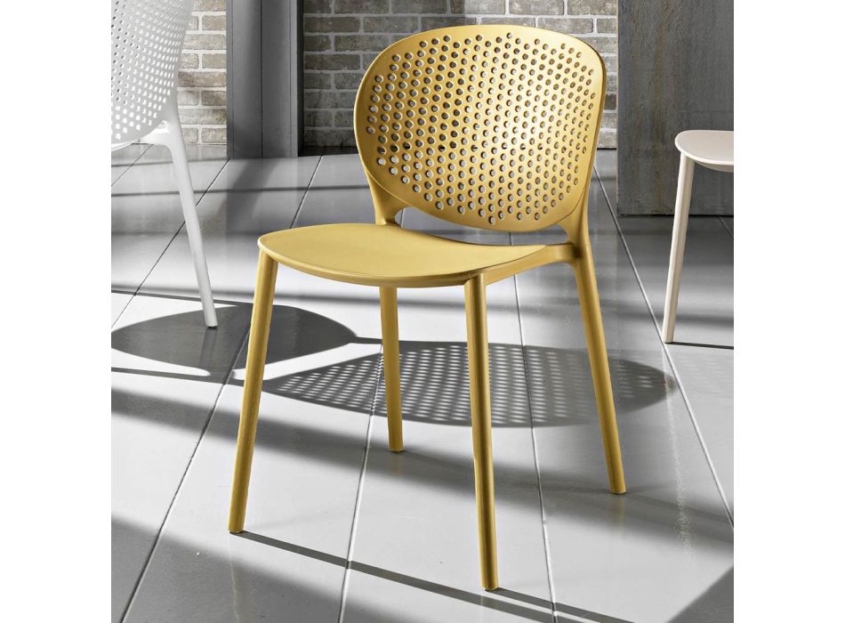 4 moderne Design farbige stapelbare Stühle aus Polypropylen - Pocahontas