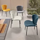 4 Polsterstühle mit Bouclé-Stoffbezug und schwarzem Metallgestell - Tiziana Viadurini