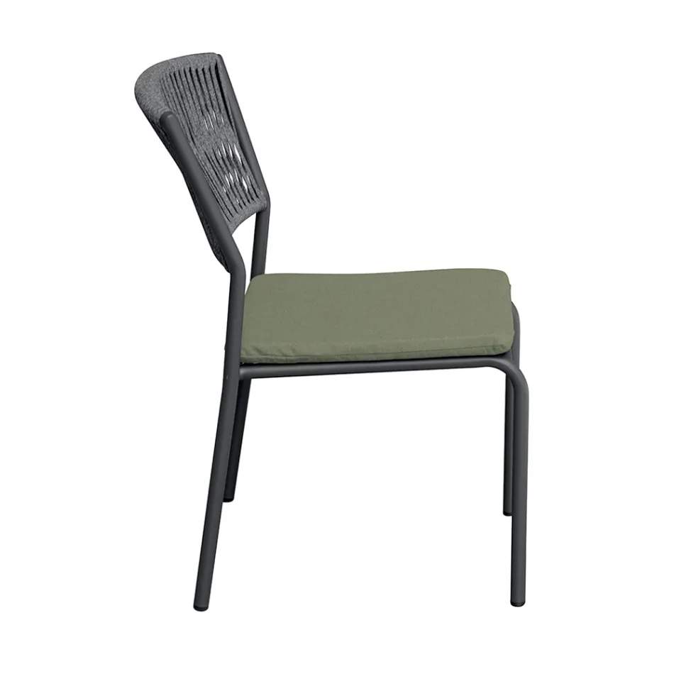 4 stapelbare Gartenstühle aus Aluminium und Seil - Lunaris Viadurini