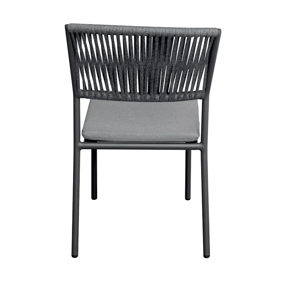 4 stapelbare Gartenstühle aus Aluminium und Seil - Lunaris Viadurini