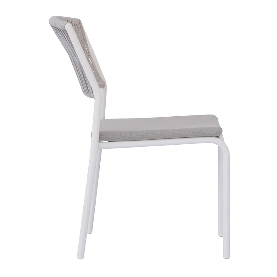 4 stapelbare Gartenstühle aus Aluminium und Seil - Lunaris Viadurini