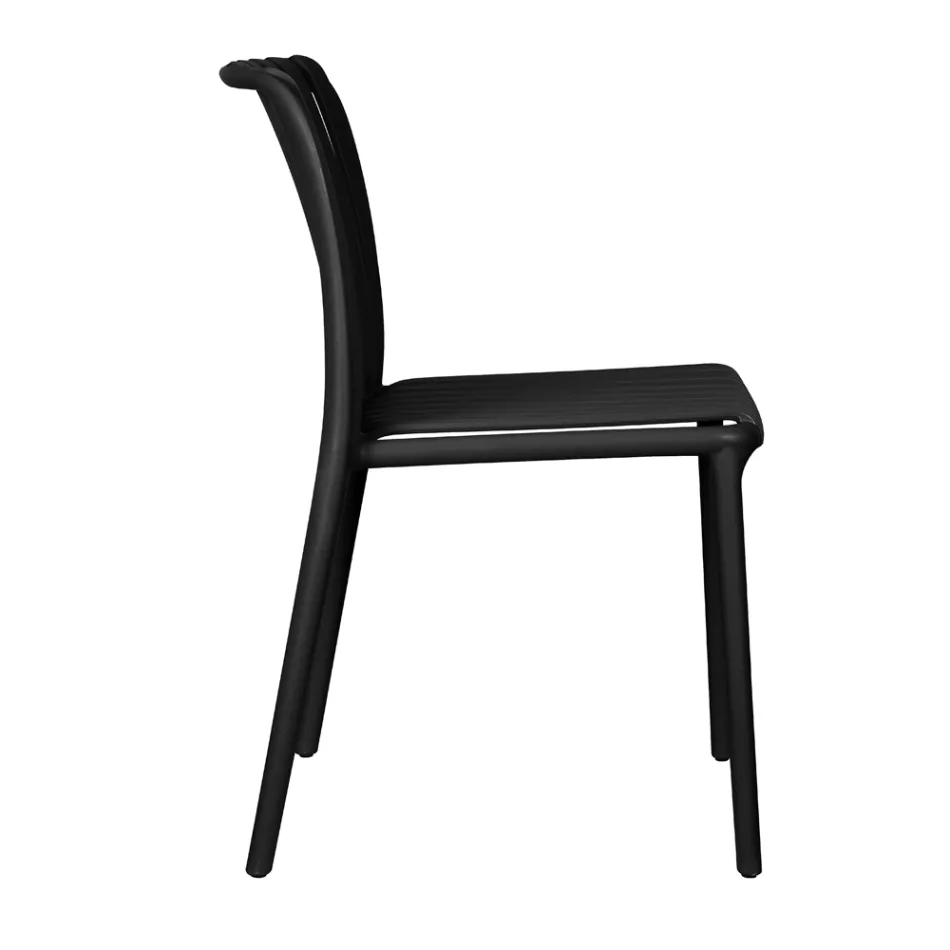 4 stapelbare Gartenstühle aus Polypropylen und Fiberglas - Orelia Viadurini