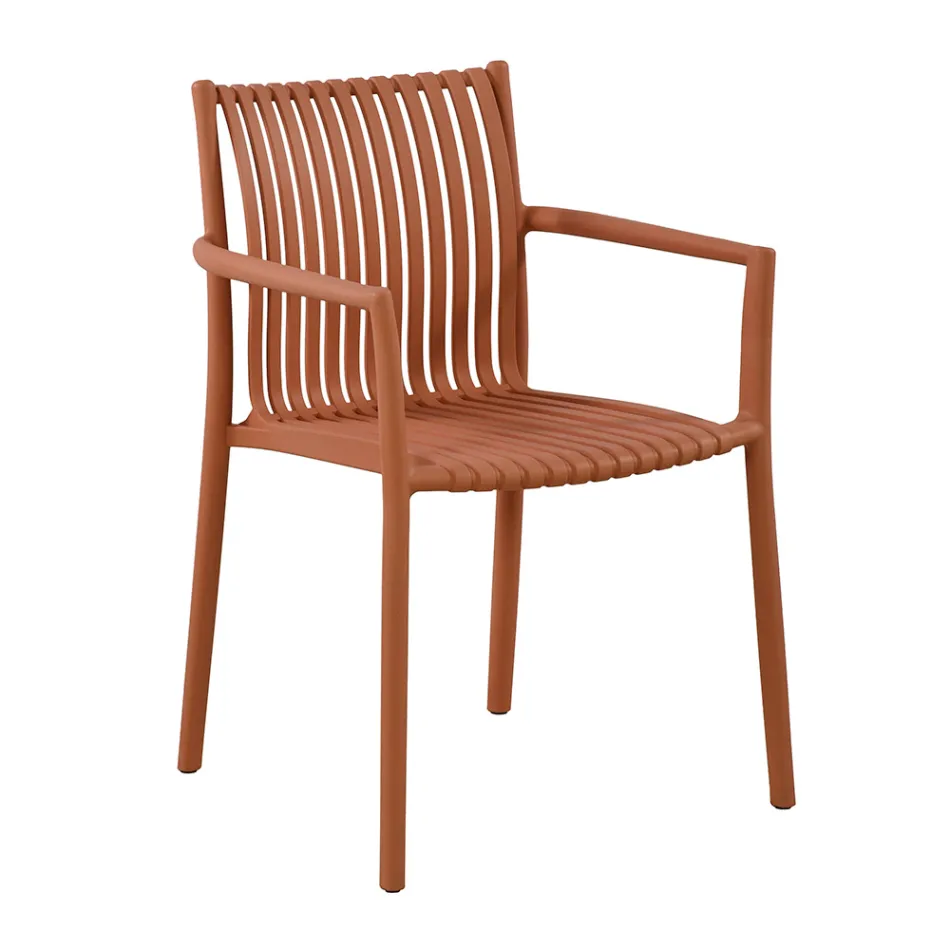 4 stapelbare Gartenstühle aus UV-beständigem Polypropylen - Ondara Viadurini