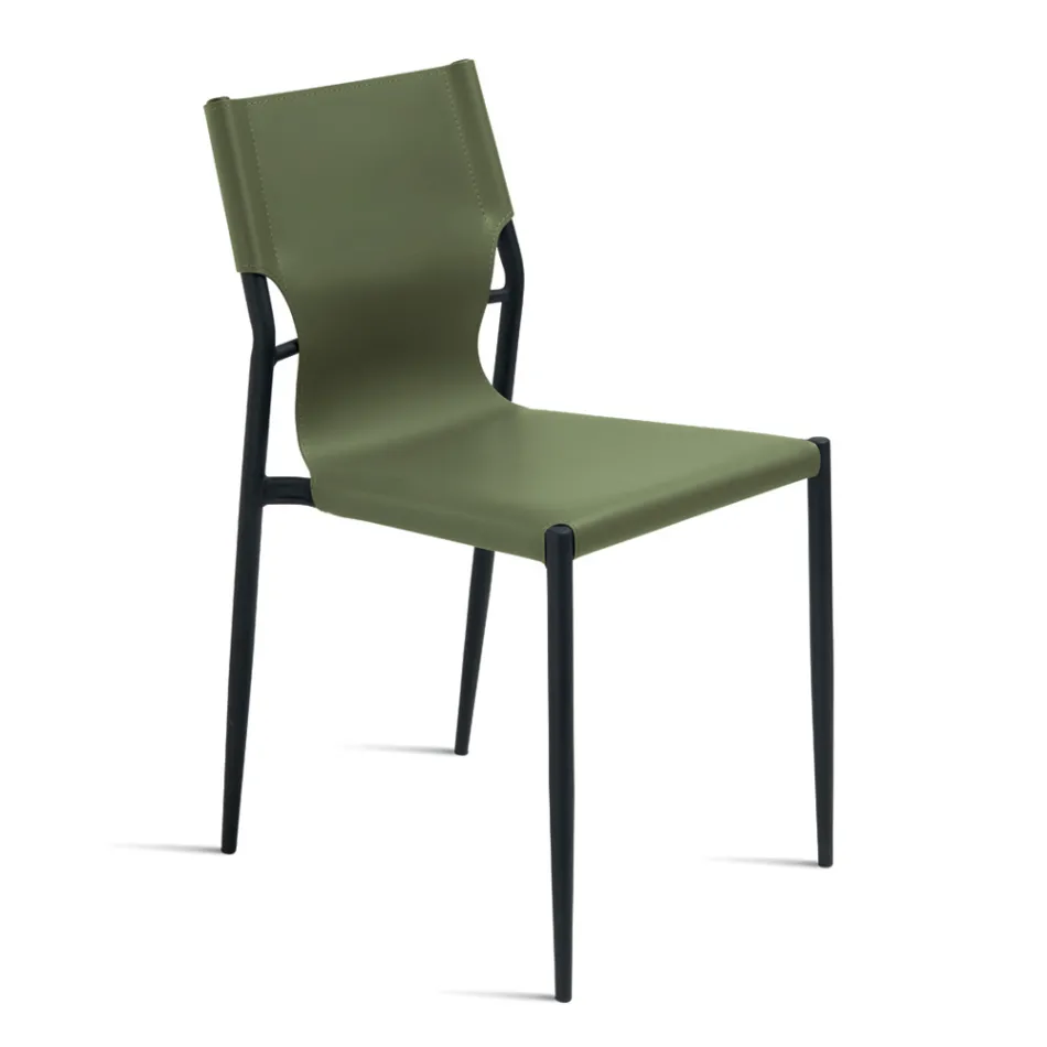 4 Stühle mit farbigem Kunstlederbezug und lackiertem Metallgestell – Comedy Viadurini