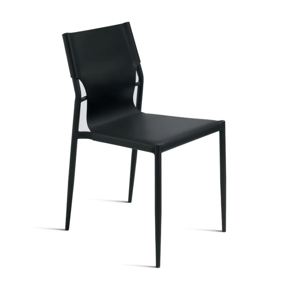 4 Stühle mit farbigem Kunstlederbezug und lackiertem Metallgestell – Comedy Viadurini