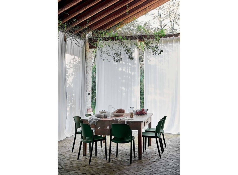 4 moderne stapelbare Gartenstühle aus Polypropylen Made in Italy - Bernetta Viadurini