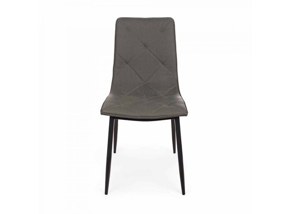 4 moderne Stühle aus Kunstleder mit Stahlsockel Homemotion - Daisa Viadurini