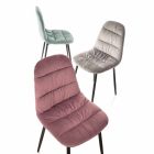 4 Esszimmerstühle in Pink, Grau oder Aquamarin Samt - Ciga Viadurini